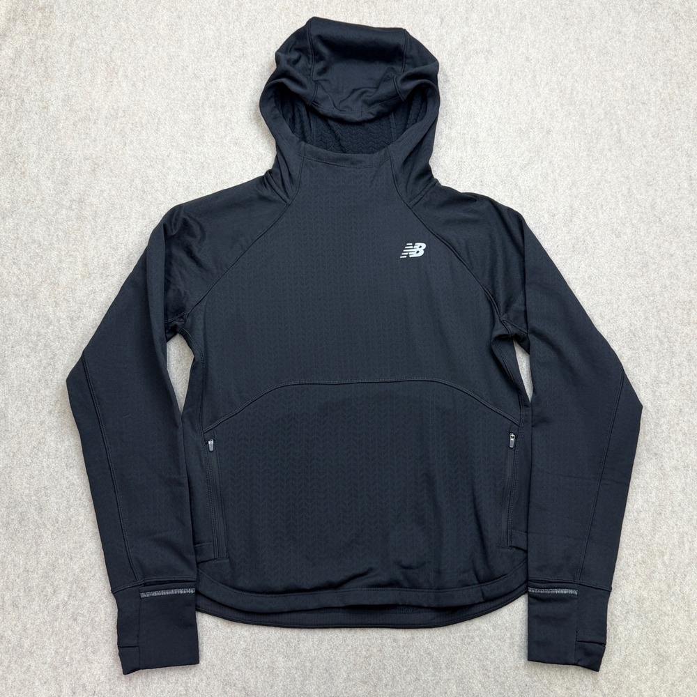 New Balance Hoodie Women L Heat Running Black Activewear Gorpcore Sporty Workout